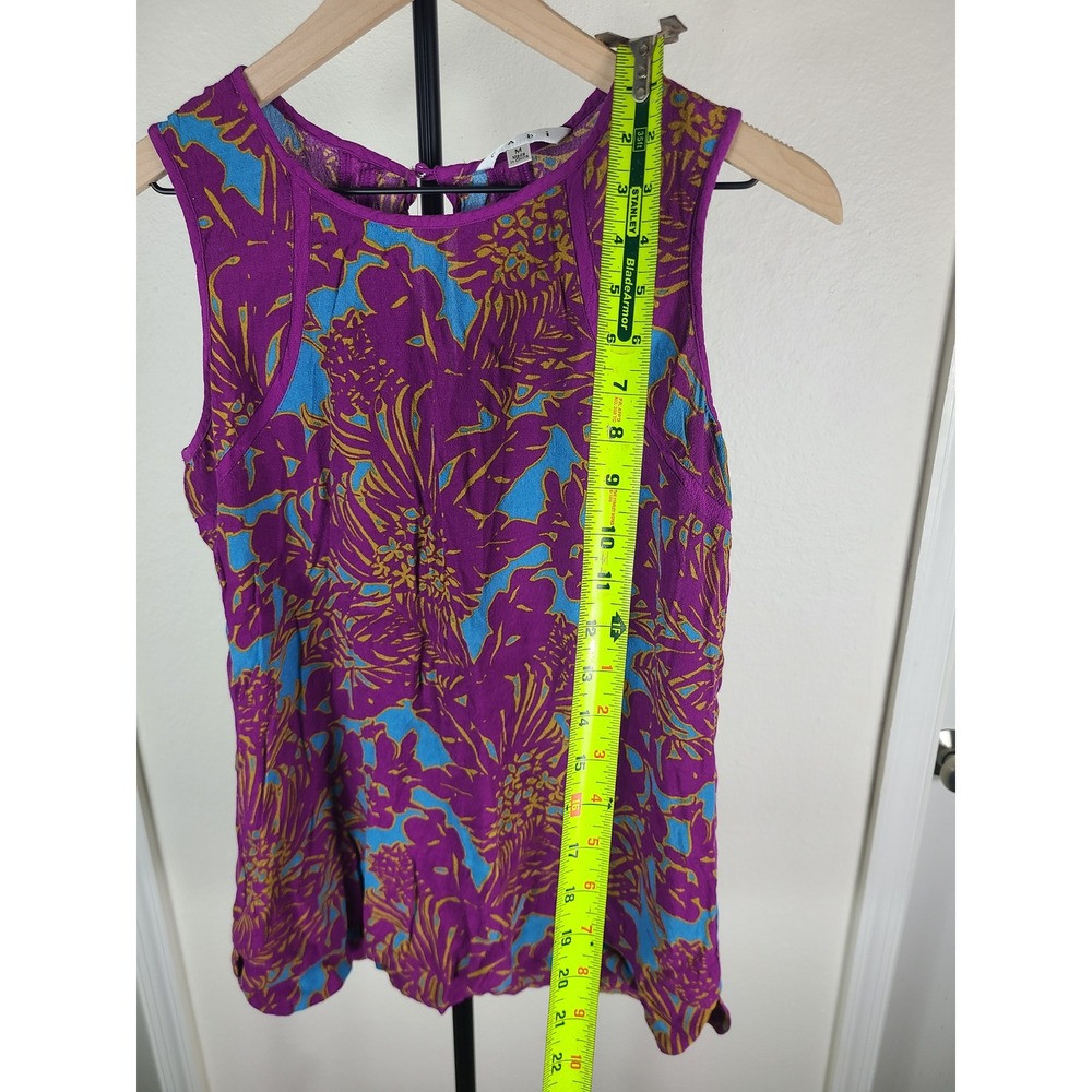 Cabi Purple Floral Sleeveless Rayon Blouse Top Style 243 Women Medium - Picture 3 of 8